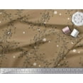thumbnail image 2 of Soimoi Brown Rayon Fabric Dot & Wreath Hand Drawn Printed Fabric 1 Yard 56 Inch Wide, 2 of 3