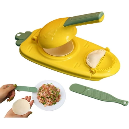 

2023 New Version Dumpling Skin Artifact DIY Dumpling Maker - 2 In 1 Dumpling Maker Machine Multifunction DIY Manual Dumpling Press Molds Set Easy-tool for Dumpling Make (Yellow)