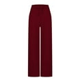 thumbnail image 6 of AJTQTH Lounge Pants Trousers for Women Drawstring Casual Wide-Leg Flared Pants with Pockets Stretchy Loose Pants Red XXL, 6 of 7
