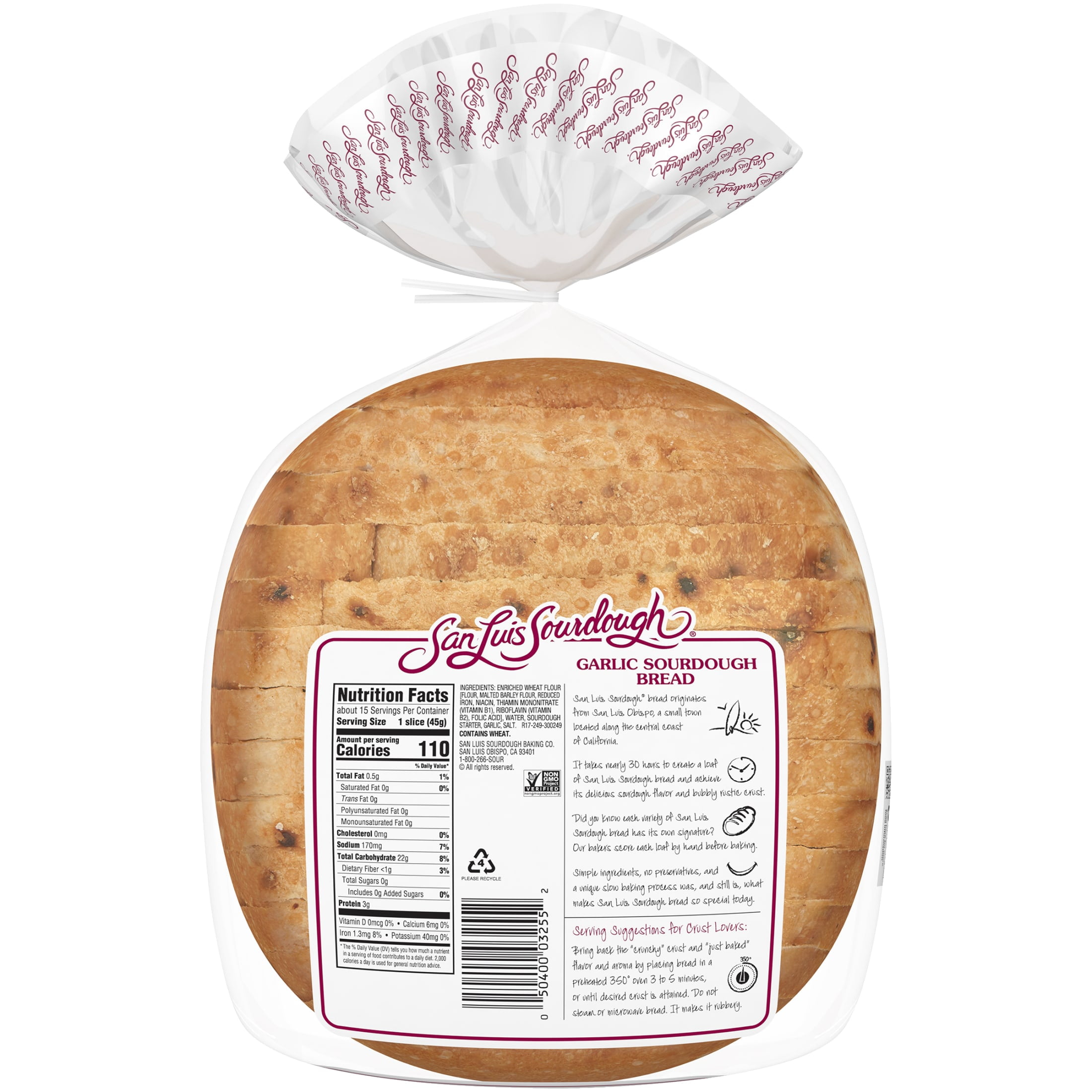 San Luis Sourdough Garlic Bread, 24 oz, Sourdough Bread, Bag