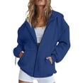 thumbnail image 3 of WULMLEO Zip Up Hoodie for Women Oversized Zip Up Y2K Hoodies Casual Long Sleeve Sweatshirts Fall Spring Track Jackets 2026 Dark Blue Polyester, 3 of 6