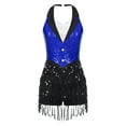 thumbnail image 3 of XUNZOO Women's Sequins Leotard Set Ballroom Dance Dress Costume Cocktail Outfits with Gloves And Hats Blue M, 3 of 7