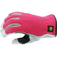 thumbnail image 3 of John Deere JD00016-WML Split Cowhide Leather Gloves - [1 Pair] Medium/Large Womens Work Gloves, Pink Black, 3 of 7