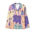 thumbnail image 5 of successthop Button Up Pajamas for Women Kitty Long Sleeve Lapel Nightwear and Pj Pant Print Sleepwear with Pockets 2XL, 5 of 7
