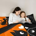 thumbnail image 5 of jejeloiu Orange Black Full Size Comforter Sets,Black Pet Cat Kitten Bedding Comforter Set,Cartoon Loves Heart Print Bedding Sets For Kids,Super Cozy Room Decor Reversible,3 Pieces, 5 of 8