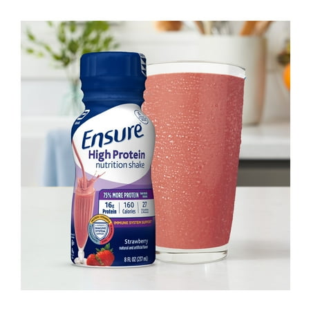 Ensure High Protein Nutrition Shake, Strawberry, 8 fl oz, 24 Count