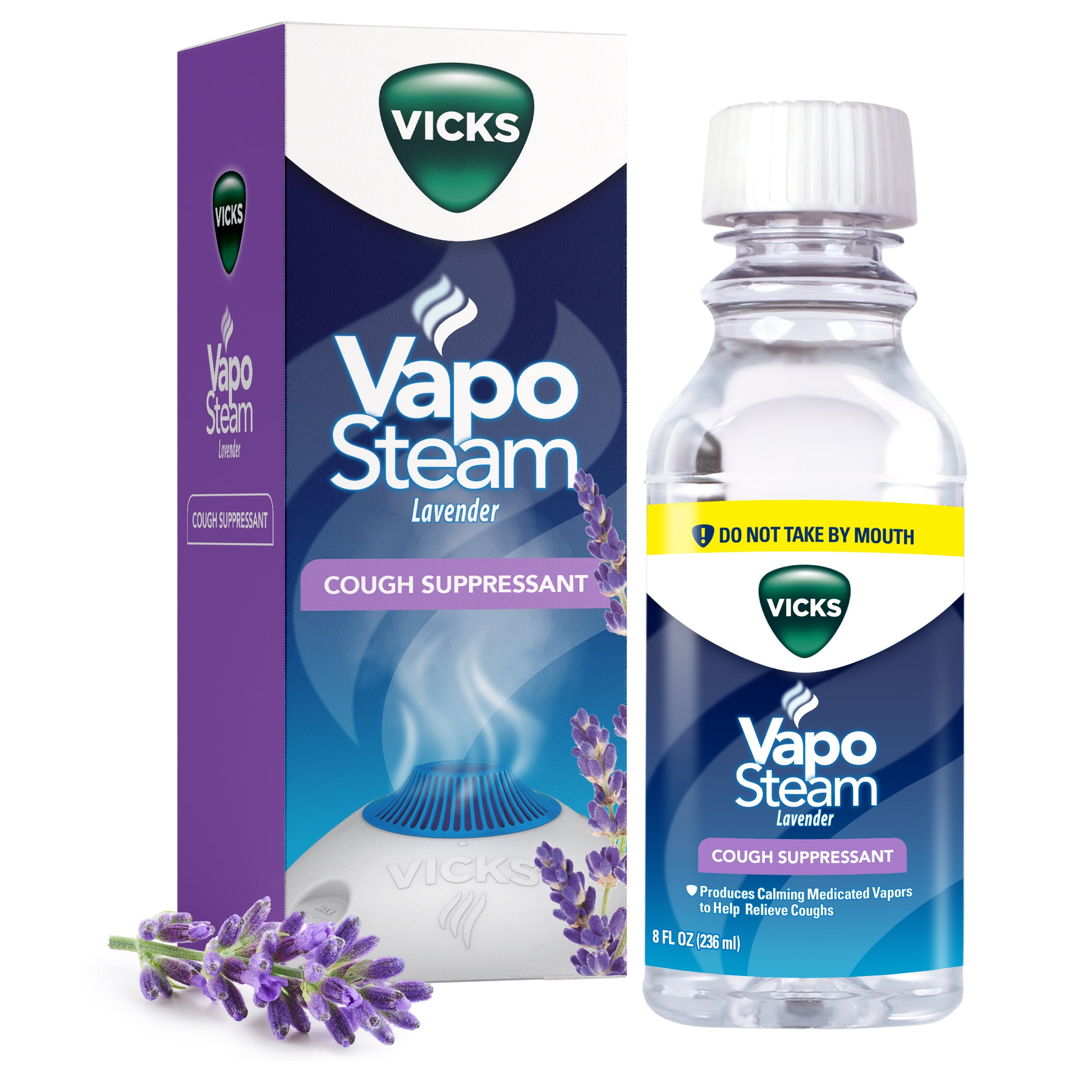 (4 pack) Vicks VapoSteam Liquid for Humidifiers & Vaporizers, Cough Suppressant with Camphor, Humidifier Liquid, Lavender, 8 fl oz (VIN30008V1)