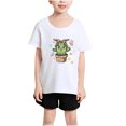 thumbnail image 3 of Girls Summer Tops Loose Fit T-Shirt Short Sleeve Cartoon Graphic Tees Cotton Cute Casual Summer Clothes, White, 12 Years, 3 of 7