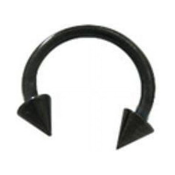 Black Anodized Titanium 14G Horseshoe Ring with 5mm Spike Ends