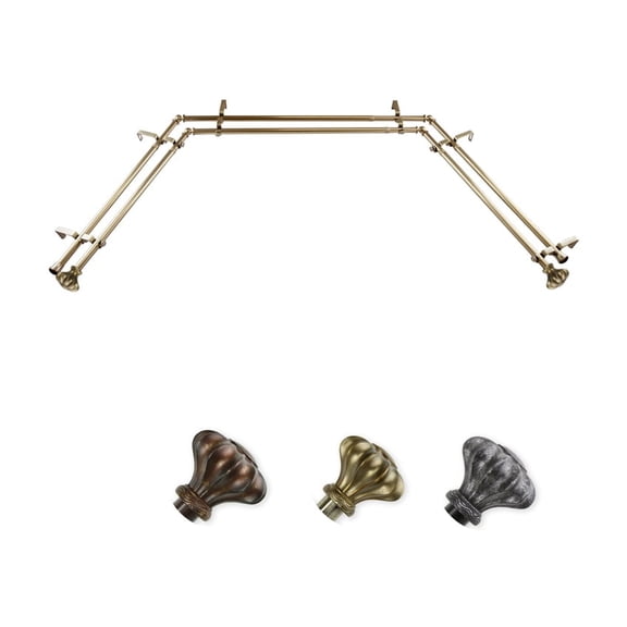 Telescoping Curtain Rod for 3-Part Windows Adjustable Black Rod Set 38-72"