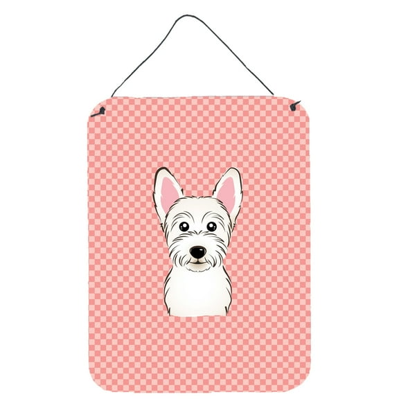 Caroline's Treasures BB1226DS1216 Checkerboard Pink Westie Wall or Door Hanging Prints, 12x16, multicolor