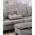thumbnail image 2 of DeeHome Grey Faux Leather Living Room Furniture 3-PCS Sectional Sofa Set LAF Sofa RAF Chaise And Storage Ottoman Cup Holder Couch, 2 of 9