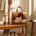 thumbnail image 4 of Farm Sheep Barn Quilted Tote Bag, Vintage Country Landscape Printed Fabric Handbag, Large Capacity Casual Shoulder Bag for Shopping School Travel Daily Use, 4 of 7