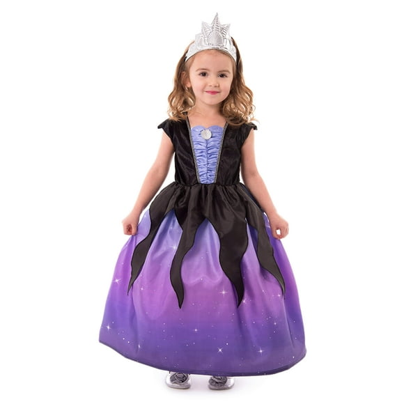 Little Adventures Sea Witch with Soft Crown Dress Up Costume (Small Age 1-3) - Machine Washable Child Pretend Play and Party Dress with No Glitter