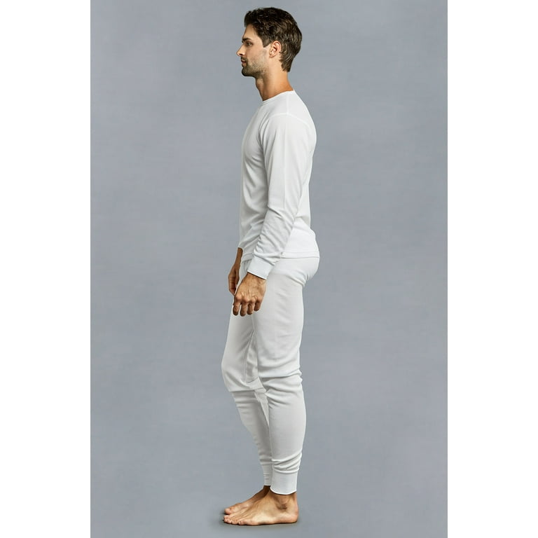 Knocker Men's 2-Piece Long Johns Thermal Underwear Pajama Set (White, 3XL)  