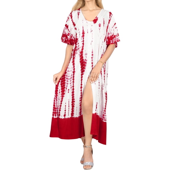 HAPPY BAY Women's Summer Loose Tunics House Wear Beach Dresses 12-16 Red_AC921