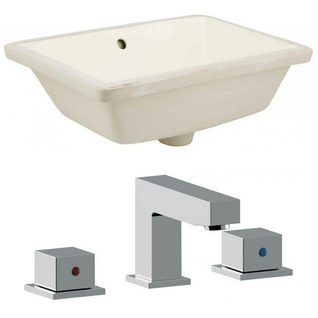 18.25-in. W Rectangle Bathroom Undermount Sink Set In Biscuit - Chrome Hardware AI-22825