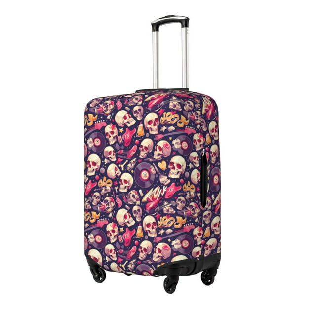 Kdxio music Skull record Guitar Pattern Luggage Cover Washable Suitcase Cover Suitcase Protector Anti-scratch Suitcase cover Fits 18-32 Inch Luggage-Medium