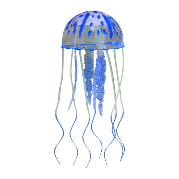 Glow Jellyfish Floating Fish Tank Decorations,Simulation Jellyfish Plant Ornament,Fishtank Decorations for Various Aquarium,2x7.1Inch,Blue