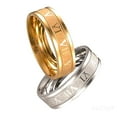 thumbnail image 2 of Ice City Men's Roman Numeral Wedding Band, Gold and Steel Rings - Steel / 10, 2 of 4