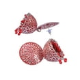 thumbnail image 2 of Crunchy Fashion Bollywood Jewellery Traditional Ethnic Bridal Bride Wedding Bridesmaid Oxidised Silver Enamel Red Pearl Pearls Jhumka Earrings, 2 of 2