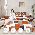 thumbnail image 4 of Manfei Modern Geometric Block Full Size Comforter Sets, Abstract Colorful Square Bedding Comforter Set, Orange Black Gray, Black Reversible 3pcs, 1 Comforter and 2 Pillowcases, 4 of 6