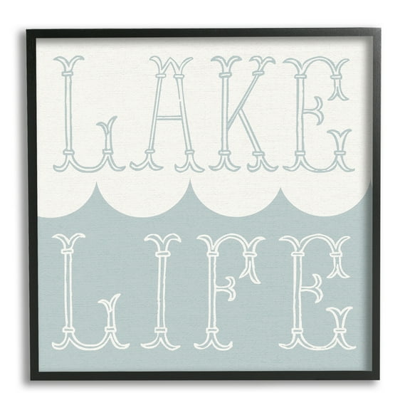 Stupell Industries Lake Life Wave Pattern Nature Painting Black Framed Art Print Wall Art, 12 x 12