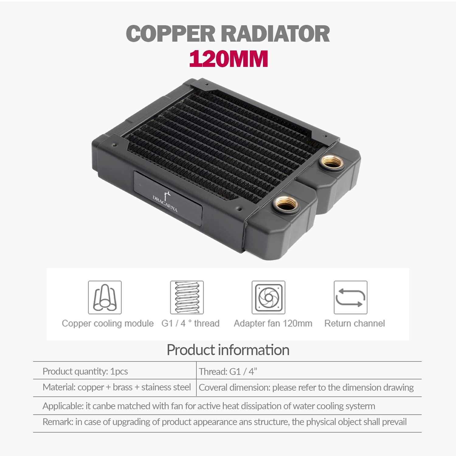 Buy Dracaena Computer Radiator Copper Water Cooling Cooler for CPU Heat Sink Liquid Heat