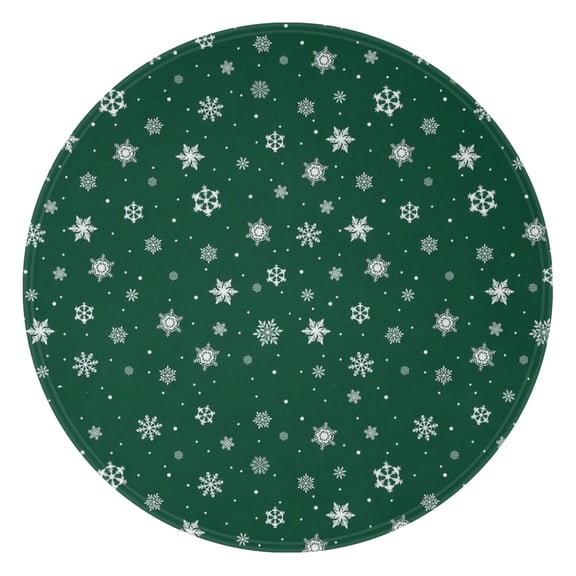 Green Christmas Snowflake Pattern Round Blanket,Comfortable Soft Flannel Throw Blanket,All Season,Warm Lightweight Blankets for Sofa Bed Couch Living Room Chair 47"x47"