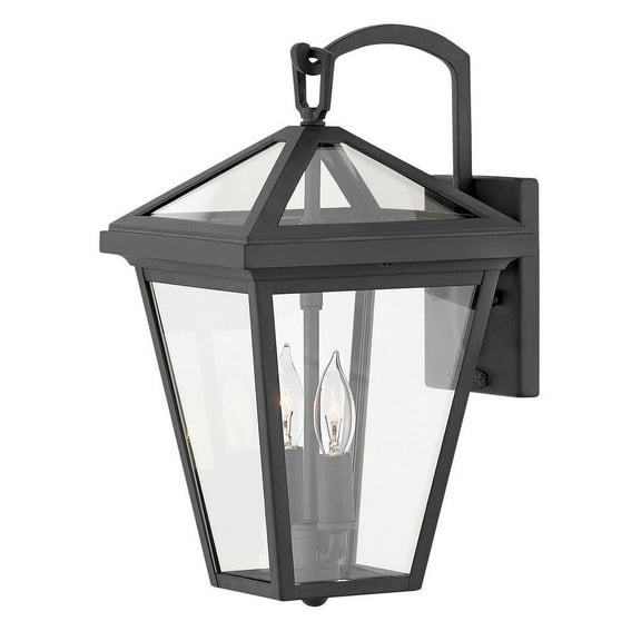 2 Light Small Outdoor Wall Lantern in Traditional Style 8 inches Wide By 14 inches High-Museum Black Finish-Incandescent Lamping Type Bailey Street