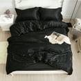 Willstar Satin Silk Duvet Cover Sets with Pillowcase 3PCS Black Bedding