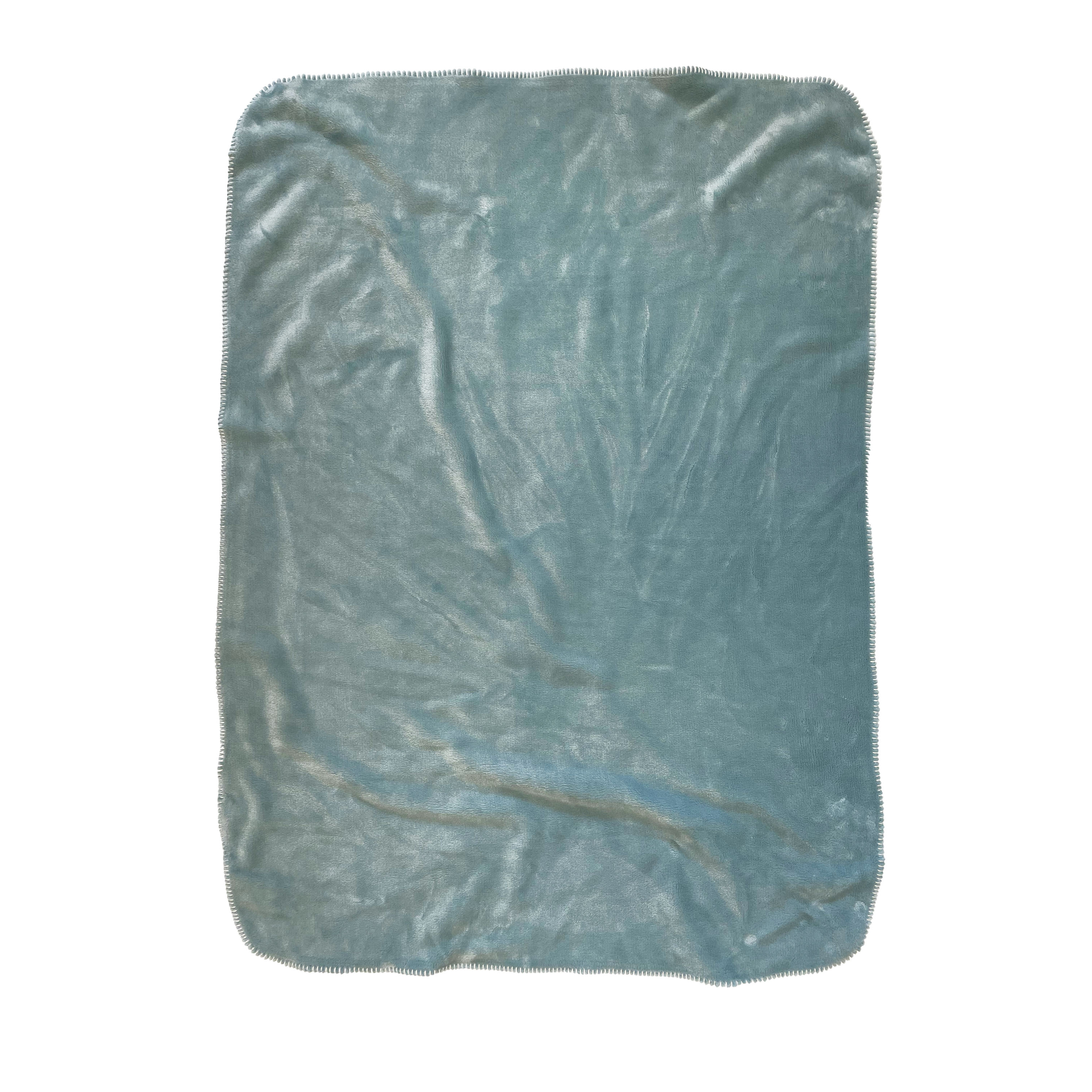 American Blanket Company Luster Loft Whip Stitch Infant Blanket Softest Blue 30in x 40in Unisex