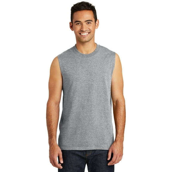 Port & Co Men's Core Cotton Sleeveless Tee, Athletic Heather, Small