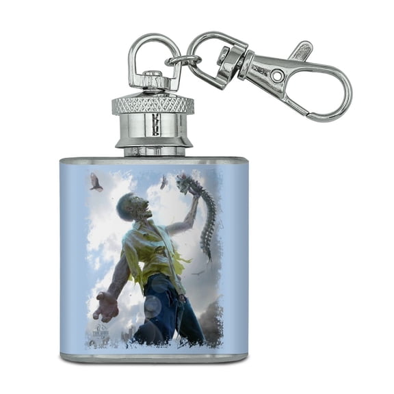 Zombie Undead Scraps Leftovers Dessert Stainless Steel 1oz Mini Flask Key Chain