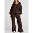 thumbnail image 3 of DOKOTOO Sweatsuits for Women 2 Piece Outfits Oversized Casual V Neck Sweatshirt with Wide Leg Sweatpants Tracksuit Jogger Set, 3 of 8