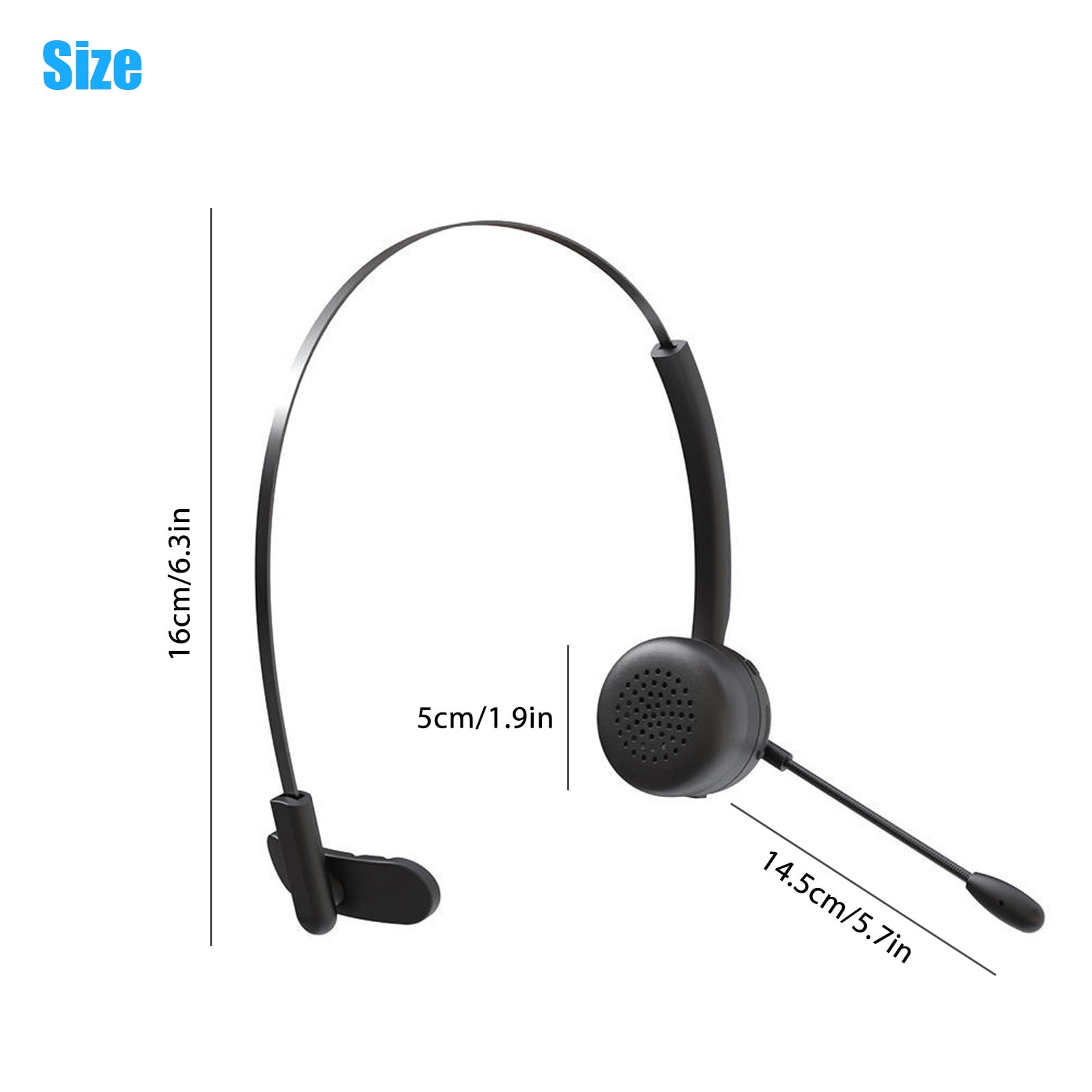Trucker Bluetooth Headset, Wireless Headset with Microphone, Noise Cancelling  Office Wireless On-Ear Headphones for Cell Phone, Skype, Truck Driver, Call Center