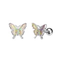 thumbnail image 3 of 3 piezas de pendientes de acero inoxidable con forma de mariposa delicada para cartílago, esmaltados de colores, con cierre de rosca, anillos para cejas con pavé de circonita cúbica, barras, 3 of 5