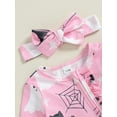 thumbnail image 6 of Michellecmm  Baby Girl Halloween Bodysuits Ghost Cobweb Zip Up Fall Romper Headband, 6 of 9