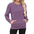 thumbnail image 5 of TARAINYA Women Long Sleeve Oversized Sweatshirt Casual Crewneck Pullover Kangaroo Pockets X Decoration, 5 of 9