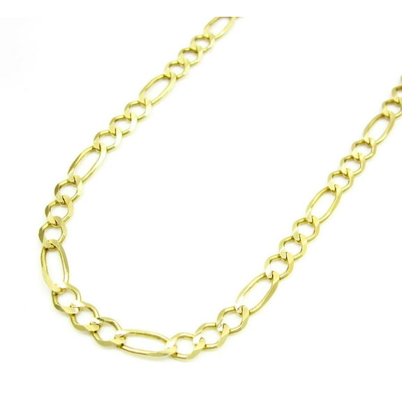 10K Yellow Gold 3.5mm Solid Figaro Chain, FREE Microfiber Cloth, Link Mens Womens Necklace, Giorgio Bergamo