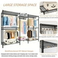 thumbnail image 4 of Coat Racks Heavy Duty Garment Rack, Freestanding Closet Organizer, Portable Wardrobe Clothes Rack, Adjustable Wire Shelving Clothes Rack with 8 Adjustable Wire Shelves and 5 Clothes Rails, Black (Wit, 4 of 12