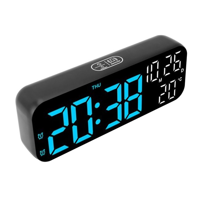 Réveil Numérique, Commande Vocale 3 Réglable Luminosité Double Affichage LED Réveil Électronique, Compte à Rebours Date Temp Grand Affichage des Nombres Gras Horloge Numérique pour Bureau de Chambre à Coucher