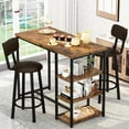 thumbnail image 4 of Cvortll Dining Table Set for 2, Counter Height Pub Table Set with 2 PU Leather Bar Stools and 3-Tier Shelves, Kitchen Island Set for Small Space Kitchen, Dining Room, 4 of 9