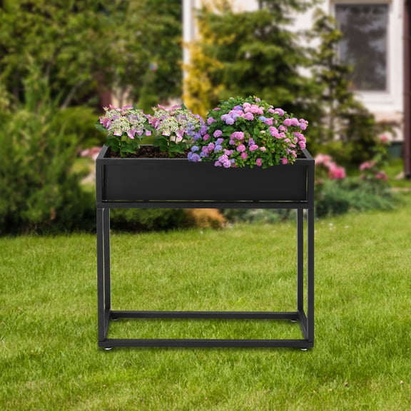 Elevated Planter Box Tall Rectangular Planter Garden Plant Stand Black 28*8*28"