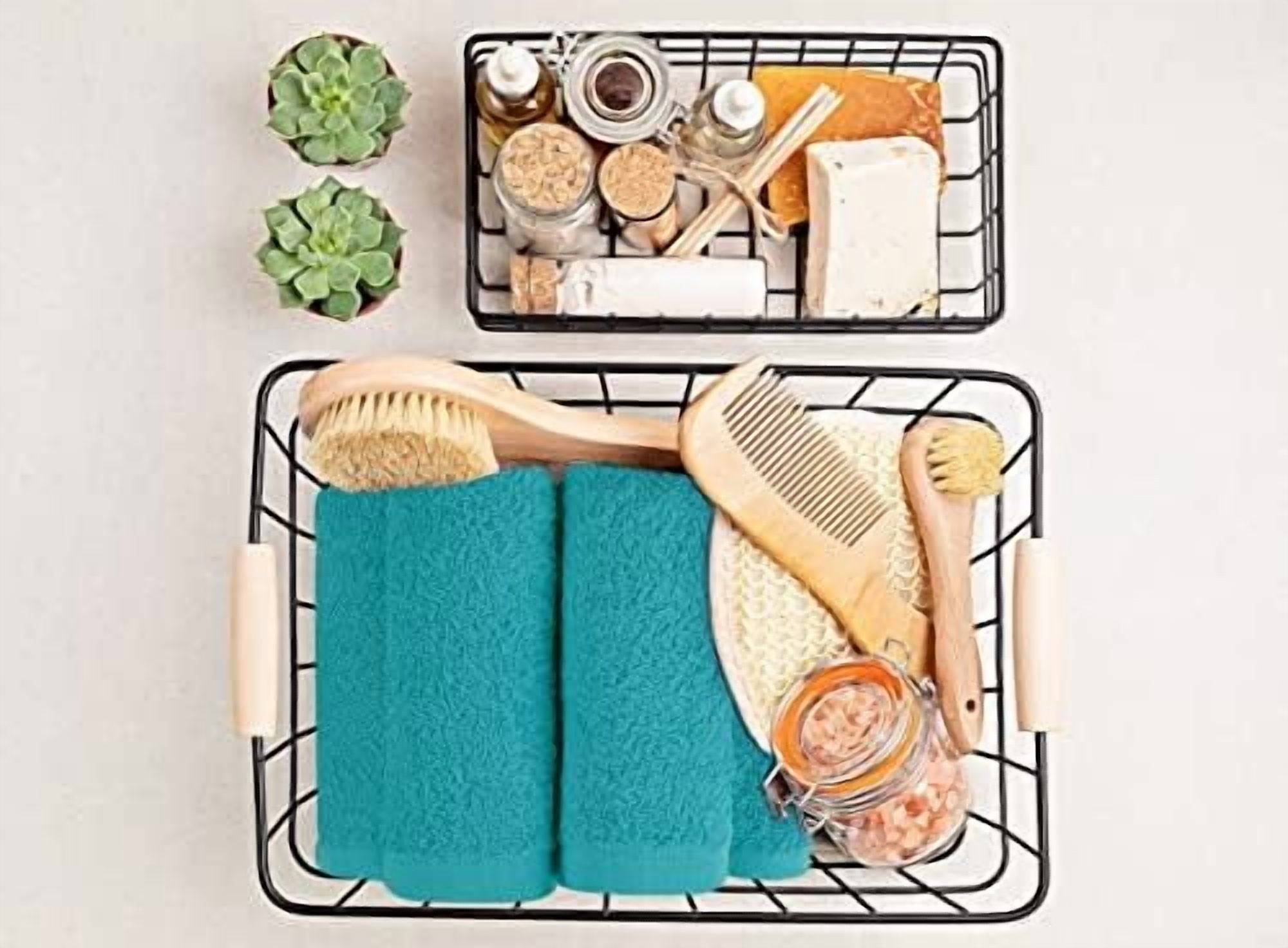 60 Pack Cotton Washcloths Set, 100% Ring Spun Cotton, Premium Flannel Face Cloths, Highly Absorbent and Soft Feel Fingertip Towels, Turquoise