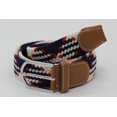 thumbnail image 3 of 41*1.3 inch unisex elastic fabric braided stretch belt casual men women waist belt with PU leather buckle, blue white red, 3 of 4
