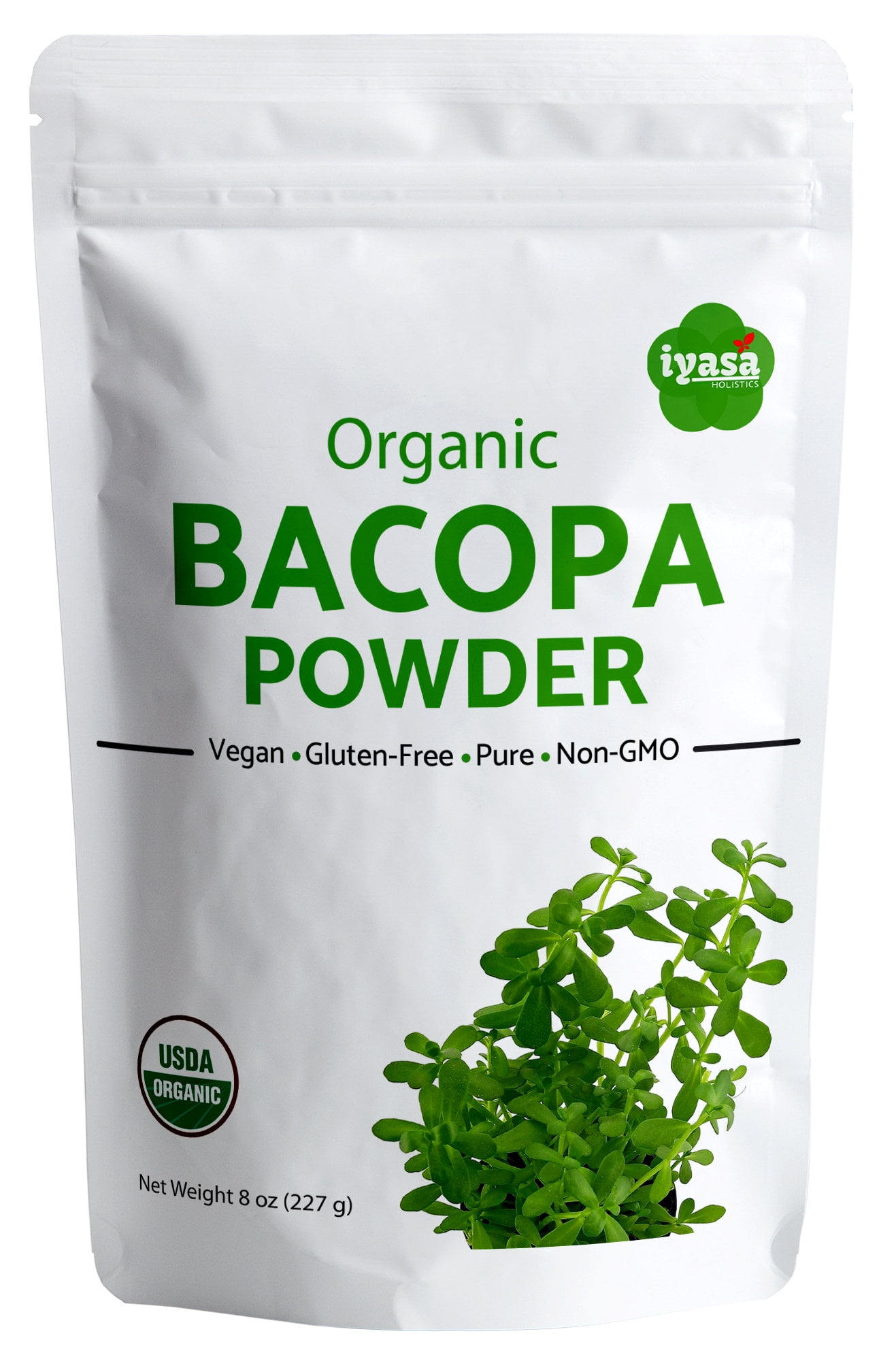 Iyasa Holistics Organic Bacopa Powder , 16 ounce 1 pound lb, Brahmi Powder  Herb for Hair Growth and Brain Function, Capsules Alternative 