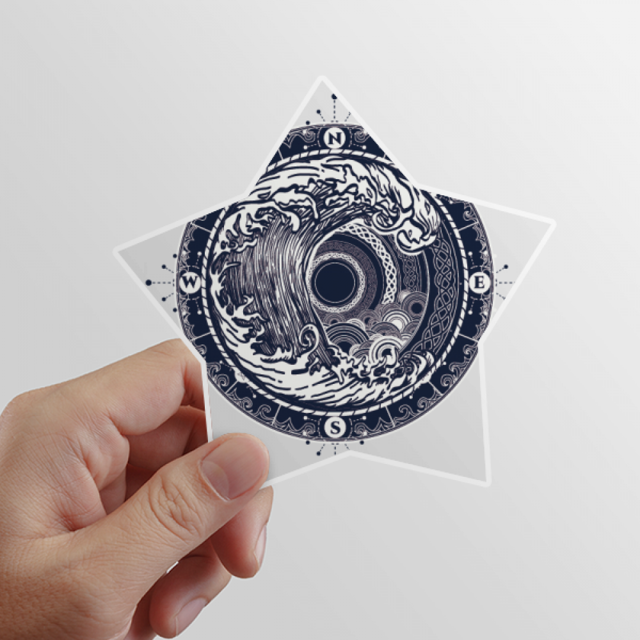 Waves Compass Circle Art Pattern Star Sticker Paster Vinyl Car Tags Decoration Decal