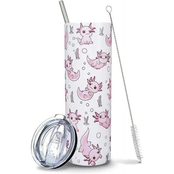 Axolotl Travel Mug, Axolotl Gifts, Cute Tumbler with Straw and Lid, Axolotl Stuff/Ornament, Unique Birthday Gifts for Women, Friends Female, Teenage Girls - Axolotl Party Supplies, Axolotl Cup 20 Oz