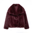thumbnail image 1 of TRAF-Chaqueta corta de piel sintética para mujer, abrigo grueso de manga larga con botones delanteros, elegante con cuello de solapa, a la moda, 2024, 1 of 5